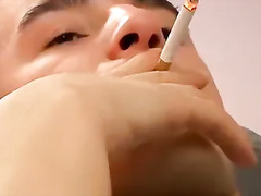 Cigarette loving homosexual solo masturbating passionately