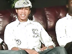 Twink latino guy gets gangbanged by hung black men
