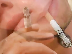 Bad boy smokes cigars and jerks off solo